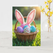 Frühlingskorb-Überraschung-Postkarte Karte (Gelbe Blume)
