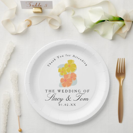 Frühlingskosmos Blütenhandgezeichnete Hochzeit Pappteller (Hochzeit)