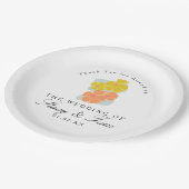 Frühlingskosmos Blütenhandgezeichnete Hochzeit Pappteller (Schrägansicht)