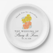 Frühlingskosmos Blütenhandgezeichnete Hochzeit Pappteller (Vorderseite)