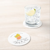 Frühlingskosmos Blütenhandgezeichnete Hochzeit Runder Pappuntersetzer (Vor Ort)