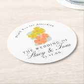 Frühlingskosmos Blütenhandgezeichnete Hochzeit Runder Pappuntersetzer (Angewinkelt)