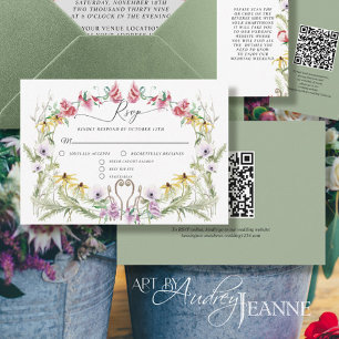 Frühlingskranz aus Wildblumen Moderne Florale QR-C RSVP Karte