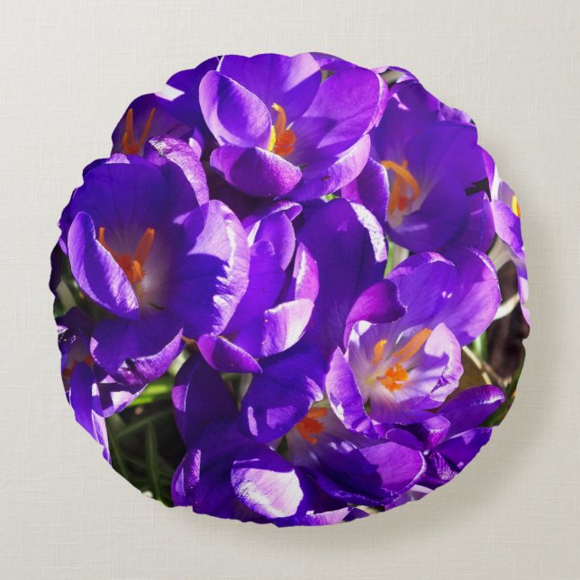 FRÜHLINGSKROKUS RUNDES KISSEN (Vorderseite)