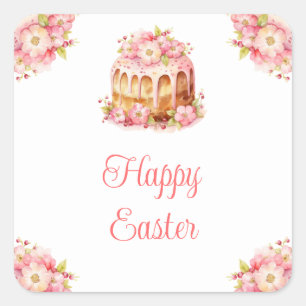 Frühlingskuchen Ostern Brunch Quadratischer Aufkleber