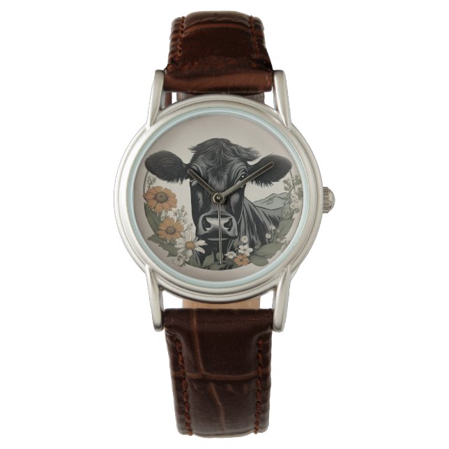 Frühlingskuh Armbanduhr (Vorderseite)