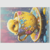 Frühlingsküken im Teakholz Seidenpapier (Vorderseite)