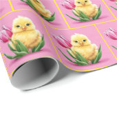 Frühlingsküken in Tulissen Geschenkpapier (Rolleneckpunkt)