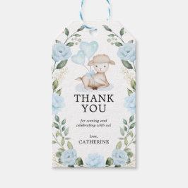 Frühlingslamm Blue Floral Baby Dusche Geburtstag Geschenkanhänger