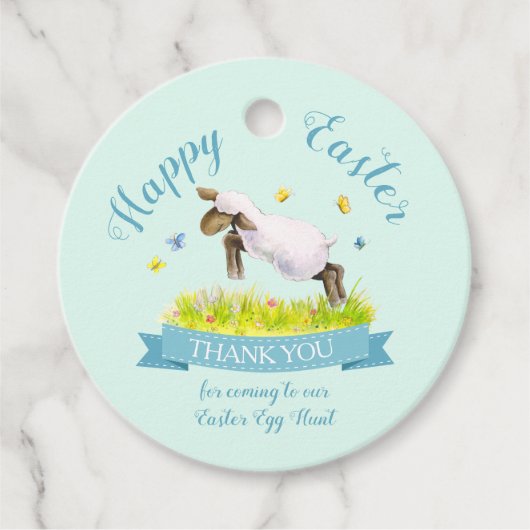 Frühlingslamm niedlich Aqua Blue Oaster Vielen Dan Geschenkanhänger (Vorderseite)