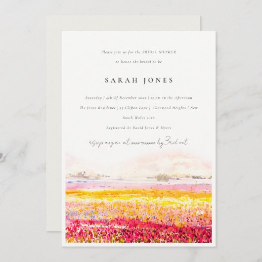 Frühlingslandschaft Blumenlandschaft Brautparty Einladung (Vorne/Hinten)