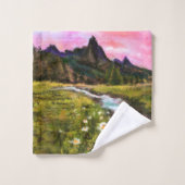 Frühlingslandschaft - Blüte - Originalgemälde Badhandtuch Set (Waschlappen)