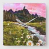 Frühlingslandschaft - Blüte - Originalgemälde Quadratische Wanduhr (Vorderseite)