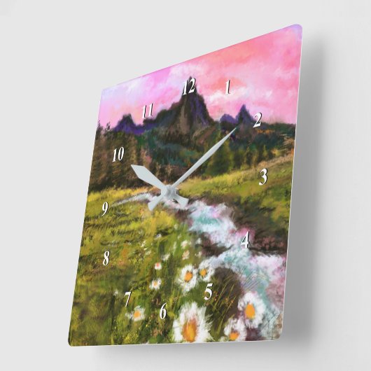 Frühlingslandschaft - Blüte - Originalgemälde Quadratische Wanduhr (Winkel)