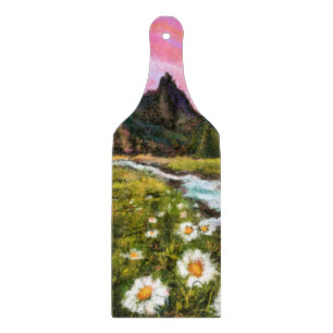 Frühlingslandschaft - Blüte - Originalgemälde Schneidebrett