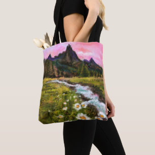 Frühlingslandschaft - Blüte - Originalgemälde Tasche