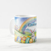 Frühlingslandschaft Eier Bunny Rainbow Kaffeetasse (Vorderseite Links)