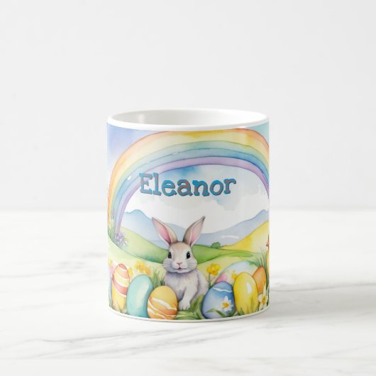 Frühlingslandschaft Eier Bunny Rainbow Kaffeetasse (Mittel)