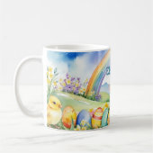 Frühlingslandschaft Eier Bunny Rainbow Kaffeetasse (Links)