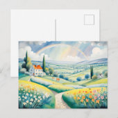 Frühlingslandschaft mit Regenbogen über den italie Postkarte (Vorne/Hinten)