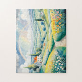 Frühlingslandschaft mit Regenbogen über den italie Puzzle (Vertikal)