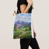 Frühlingslandschaft Ölgemälde Einkaufstasche Tasche (Von Nahem)