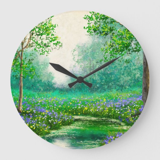 Frühlingslandschaft Ölmalerei, Wald. Große Wanduhr (Vorderseite)