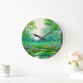 Frühlingslandschaft Ölmalerei, Wald. Große Wanduhr (Zuhause)