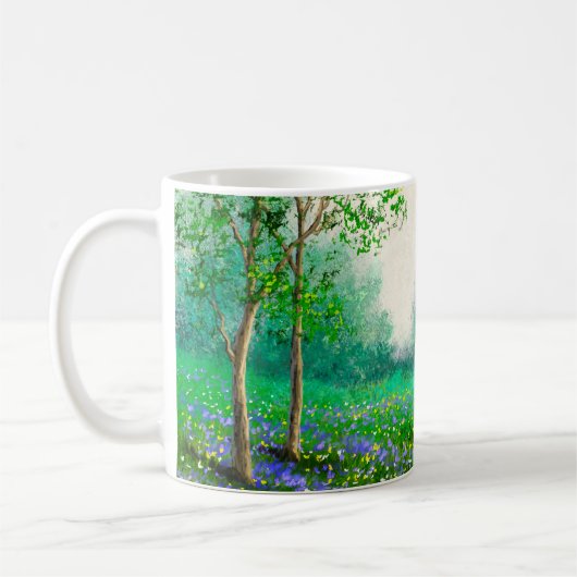 Frühlingslandschaft Ölmalerei, Wald. Kaffeetasse (Links)