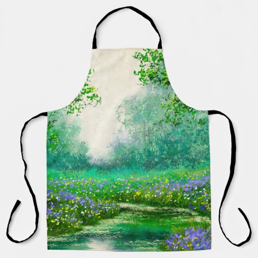 Frühlingslandschaft Ölmalerei, Wald. Schürze (Vorderseite)
