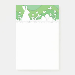 Frühlingslandschaft, Osterhase auf Gras Post-it Klebezettel