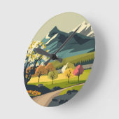 Frühlingslandschaft Runde Wanduhr (Winkel)