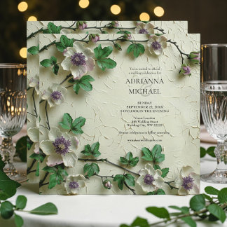 Frühlingslaub-Blumen-Hochzeitseinladung Einladung