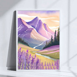 Frühlingslavendel | Glacier National Park Aquarell Poster