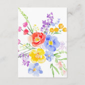 Frühlingslebhafte Wasserfarben-Blume Hochzeitsdeta Begleitkarte (Rückseite)