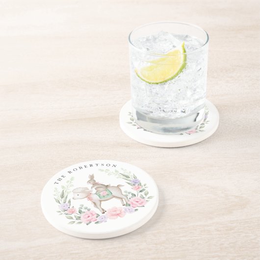 Frühlingsleder und Bunny Rabbit Lilac Blush Osterf Getränkeuntersetzer (Seite)