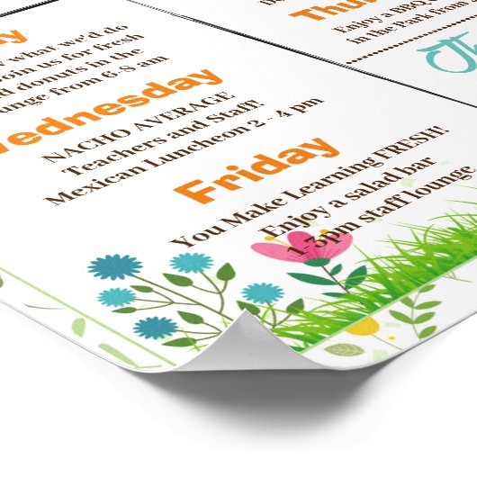 Frühlingslehrer und Flyer für Mitarbeiterbewertung Poster (Ecke)