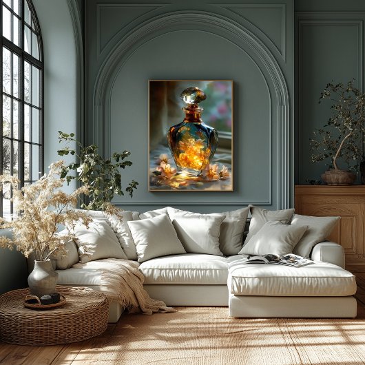 Frühlingsleuchte in Flasche - Glühendes Blumenparf Leinwanddruck