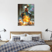 Frühlingsleuchte in Flasche - Glühendes Blumenparf Leinwanddruck (Insitu (Schlafzimmer))