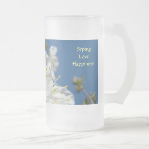 Frühlingsliebe Glück Frostiertes Glas Tasse Blüten