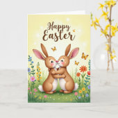 Frühlingsliebe-Häschen-Wiesenkarte Karte (Gelbe Blume)