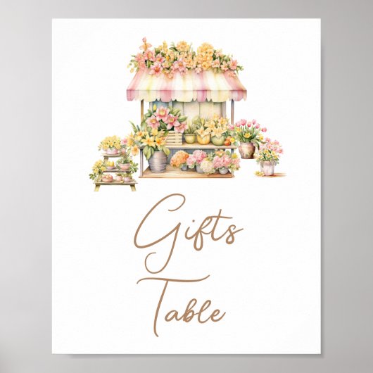 Frühlingsliebe in Blüte Brautparty-Geschenktisch Poster (Vorne)