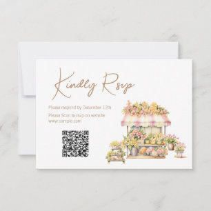 Frühlingsliebe in voller Blüte Brautparty QR RSVP- Dankeskarte