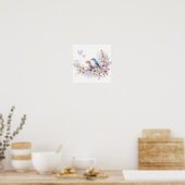 Frühlingsliebe Vögel Kirschblüten Floral Poster (Küche)