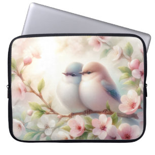 Frühlingsliebesvögel Kirschblüten Floral Laptopschutzhülle