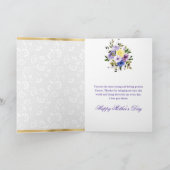 Frühlingslila Blumen & Gold Glitter Muttertag Karte (Innenseite)