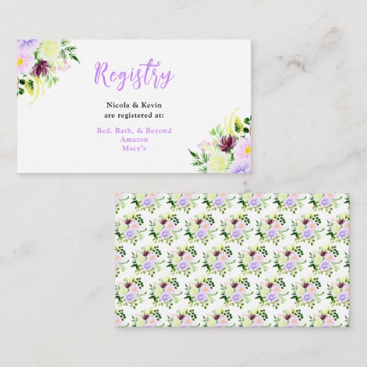 Frühlingslila Blumen mit Laub Begleitkarte (Vorne/Hinten)