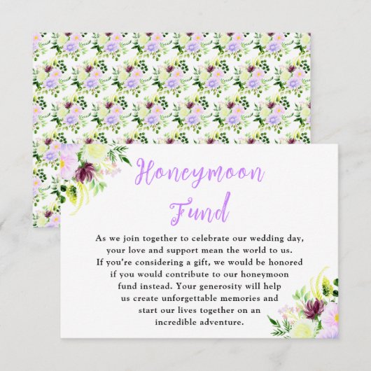 Frühlingslila Blumen mit Laub Begleitkarte (Vorne/Hinten)