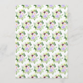 Frühlingslila Blumen mit Laub Menükarte (Rückseite)