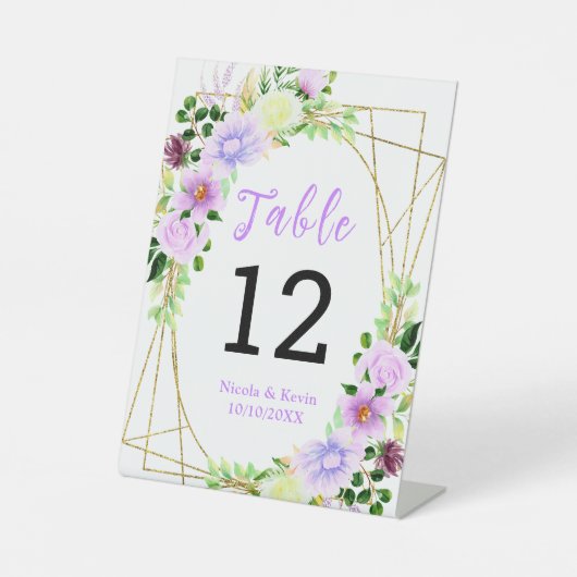 Frühlingslila Blumen mit Laub Sockelschild (Vorderseite)